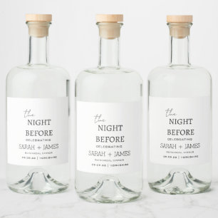 Étiquettes Pour Bouteilles De Liqueur Minimaliste blanc la nuit avant Mariage