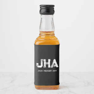 ÉTIQUETTES POUR BOUTEILLES DE LIQUEUR MINIMALISTE BLANC MONOGRAMME DE TROIS LETTRES NOM