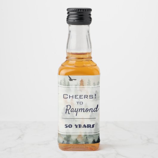 Étiquettes Pour Bouteilles De Liqueur Misty Forest Anniversaire Mini (Devant)