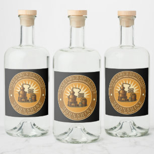 Étiquettes Pour Bouteilles De Liqueur Modèle de la lune maison vintage