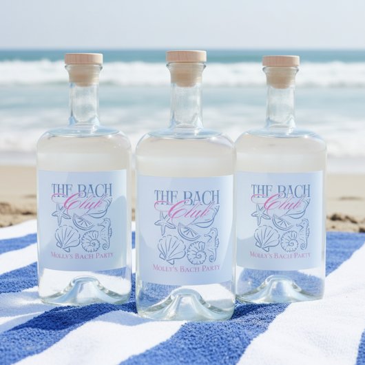 Étiquettes Pour Bouteilles De Liqueur Moderne Coastal Seashell Thème Bachelorette Party