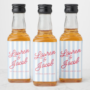 Étiquettes Pour Bouteilles De Liqueur Moderne Minimaliste Minimaliste Bleu Rouge Mariage