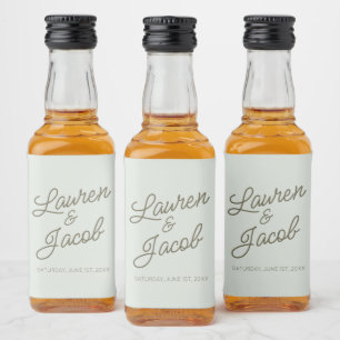 Étiquettes Pour Bouteilles De Liqueur Moderne Minimaliste Minimaliste Vert Mariage Mini