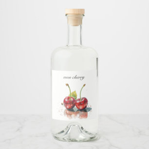 Étiquettes Pour Bouteilles De Liqueur Mon Cerry, deux cerises aquarelle personnalisable