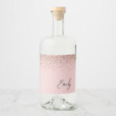 Étiquettes Pour Bouteilles De Liqueur Monogramme de Parties scintillant rose pâle Rose (Devant)