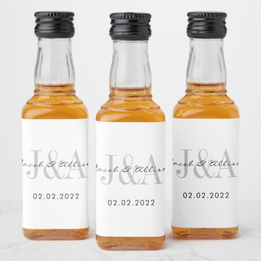 Étiquettes Pour Bouteilles De Liqueur monogramme élégant chocolat mariage faveur (Bouteilles)