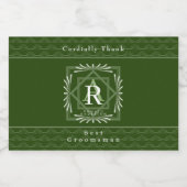 Étiquettes Pour Bouteilles De Liqueur Monogramme vert cadre élégant (Étiquettes simples)