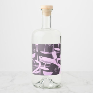 Étiquettes Pour Bouteilles De Liqueur Motif de cocktail Martini Rétro Atomic 50s
