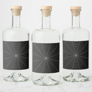 Étiquettes Pour Bouteilles De Liqueur Motif d'Halloween gris noir