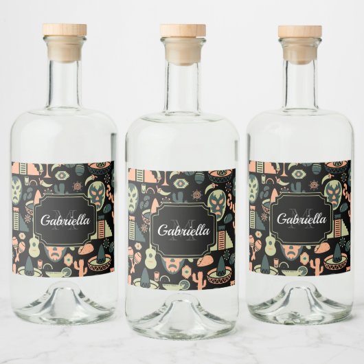 Étiquettes Pour Bouteilles De Liqueur Motif mexicain (Bouteilles)