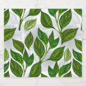 Étiquettes Pour Bouteilles De Liqueur Motif sans couture avec Feuilles de thé vert (Étiquettes simples)