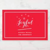 Étiquettes Pour Bouteilles De Liqueur Noël Joyful Gifting Script Nom mignon Rouge Mini (Étiquettes simples)