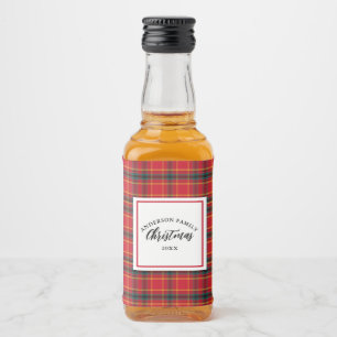 Étiquettes Pour Bouteilles De Liqueur Noël Tartan Plaid Nom de famille Année