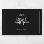 Étiquettes Pour Bouteilles De Liqueur Noir & Argent Élégant Monogram Chic Mariage Mini (Étiquettes simples)