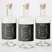 Étiquettes Pour Bouteilles De Liqueur Noir Botanique Or moderne Eucalyptus Gin Oval (Bouteilles)