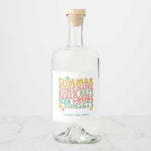 Étiquettes Pour Bouteilles De Liqueur Nom du monogramme rose d'été Super