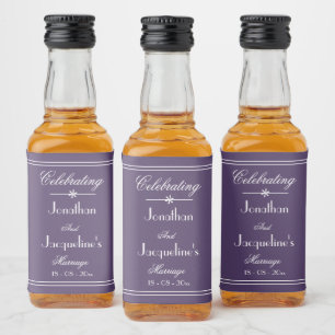 Étiquettes Pour Bouteilles De Liqueur Noms de mariage personnalisés Dusty Purple Mini
