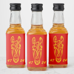 Étiquettes Pour Bouteilles De Liqueur Nouvel An lunaire chinois du Cheval 2026 4724 Feu