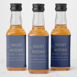Étiquettes Pour Bouteilles De Liqueur Nuit élégante Navy & Or avant le mariage