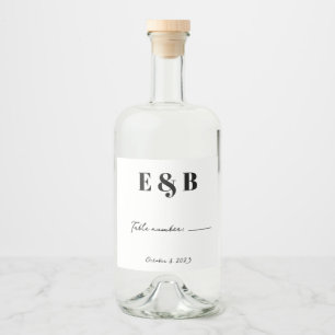 Étiquettes Pour Bouteilles De Liqueur Numéro de table initiale et de date du Mariage per