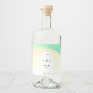 Étiquettes Pour Bouteilles De Liqueur Ombre Gradient Jaune Vert Blanc Moderne Arche Gin