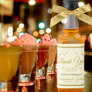 Étiquettes Pour Bouteilles De Liqueur Or & Crème Simple Elégant Mariage Merci Mini