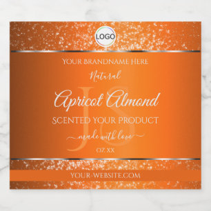 Étiquettes Pour Bouteilles De Liqueur Orange Logo Argent Initiales Parties scintillant É