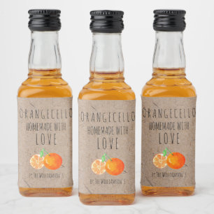 Étiquettes Pour Bouteilles De Liqueur Orangecello fait maison avec papier Kraft Love