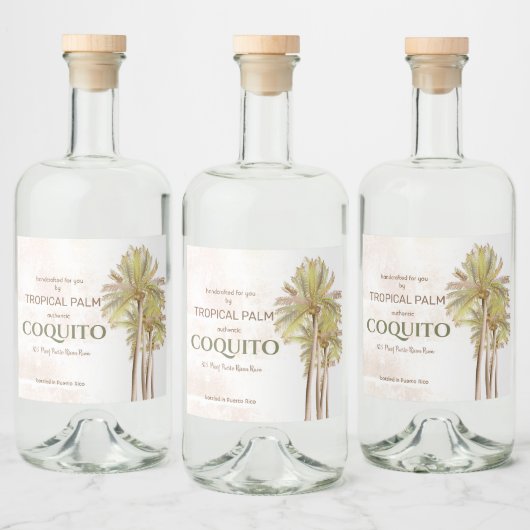 Étiquettes Pour Bouteilles De Liqueur Palme tropicale Coquito Coconut (Bouteilles)