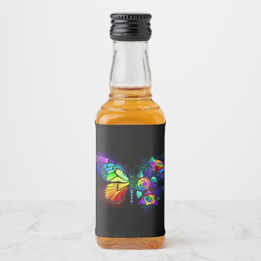Étiquettes Pour Bouteilles De Liqueur Papillon arc-en-ciel (Devant)