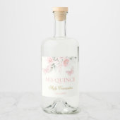 Étiquettes Pour Bouteilles De Liqueur Papillon rose Quinceañera (Devant)