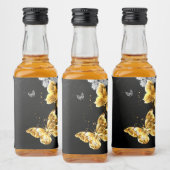 Étiquettes Pour Bouteilles De Liqueur Papillons blancs et dorés (Bouteilles)