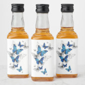 Étiquettes Pour Bouteilles De Liqueur Papillons volants bleus Morpho (Bouteilles)