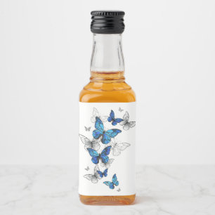 Étiquettes Pour Bouteilles De Liqueur Papillons volants bleus Morpho