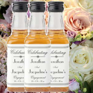 Étiquettes Pour Bouteilles De Liqueur Partie d'engagement Élégant Chic Vintage Mini blan