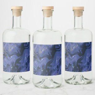 Étiquettes Pour Bouteilles De Liqueur Parties scintillant bleue Galaxy Swirl Abstrait Mo