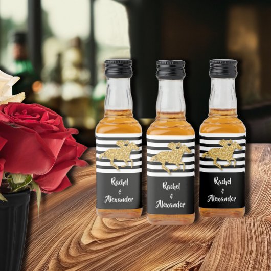 Étiquettes Pour Bouteilles De Liqueur Parties scintillant d'or Faux sur Black Stripes Mi
