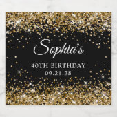 Étiquettes Pour Bouteilles De Liqueur Parties scintillant d'or Noir 40e anniversaire (Étiquettes simples)