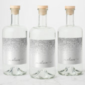 Étiquettes Pour Bouteilles De Liqueur Parties scintillant Monogramme Argent Sparkle Girl (Bouteilles)
