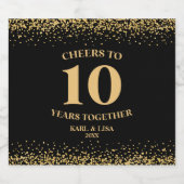 Étiquettes Pour Bouteilles De Liqueur Parties scintillant Noire Or, À 10 Ans (Étiquettes simples)