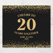 Étiquettes Pour Bouteilles De Liqueur Parties scintillant Noire Or, À 20 Ans (Étiquettes simples)