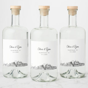 Étiquettes Pour Bouteilles De Liqueur Personnalisation minimaliste du Mariage Nashville