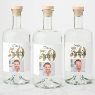 Étiquettes Pour Bouteilles De Liqueur Personnalisé 50e anniversaire de fête Mini Liquor 