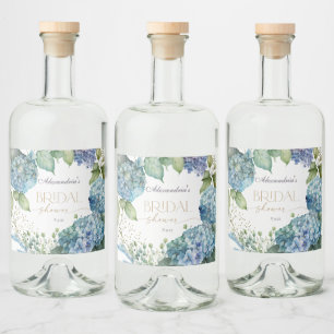 Étiquettes Pour Bouteilles De Liqueur Personnaliser les hydrangées Fête des mariées bleu