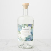 Étiquettes Pour Bouteilles De Liqueur Personnaliser les hydrangées Fête des mariées bleu (Devant)