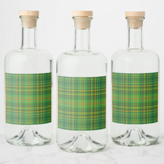 Étiquettes Pour Bouteilles De Liqueur Plaid vert foncé