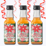 Étiquettes Pour Bouteilles De Liqueur Poinsettia Floral Holiday Christmas Custom Mini<br><div class="desc">Stylish red and ivory poinsettias, berries and leaves and your greeting and personalization in chic lettering, these MINI LIQUOR labels are perfect to put on your bottles to serve at your Christmas dinner party or to give as gifts. Red poinsettia is printed on the top but can be removed. Change...</div>