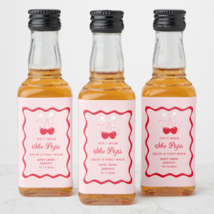 Étiquettes Pour Bouteilles De Liqueur Pop it quand elle pop Bow Cherry On Top Baby showe