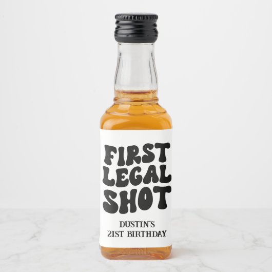Étiquettes Pour Bouteilles De Liqueur Première prise légale Retro Black Custom 21e anniv (Devant)
