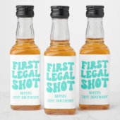 Étiquettes Pour Bouteilles De Liqueur Première prise légale Retro Turquoise 21e annivers (Bouteilles)